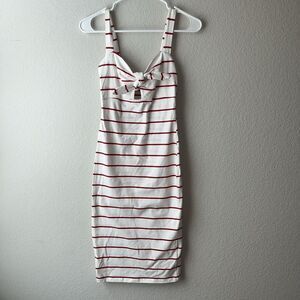 Forever 21 Small Pin Up Style Striped red white Midi Dress